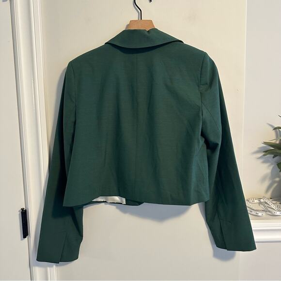 GANNI Green Cropped Blazer Jacket 34 Small - Picture 7 of 13
